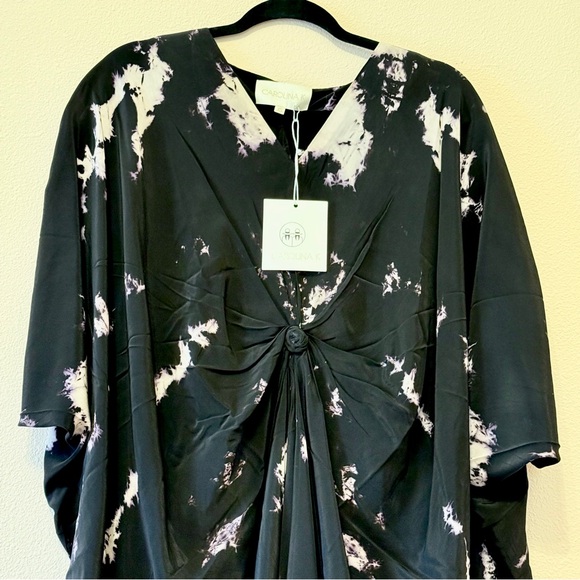 NWT - Carolina K Aisha Kaftan Elegant Black and Cream Midi Dress - Picture 3 of 7